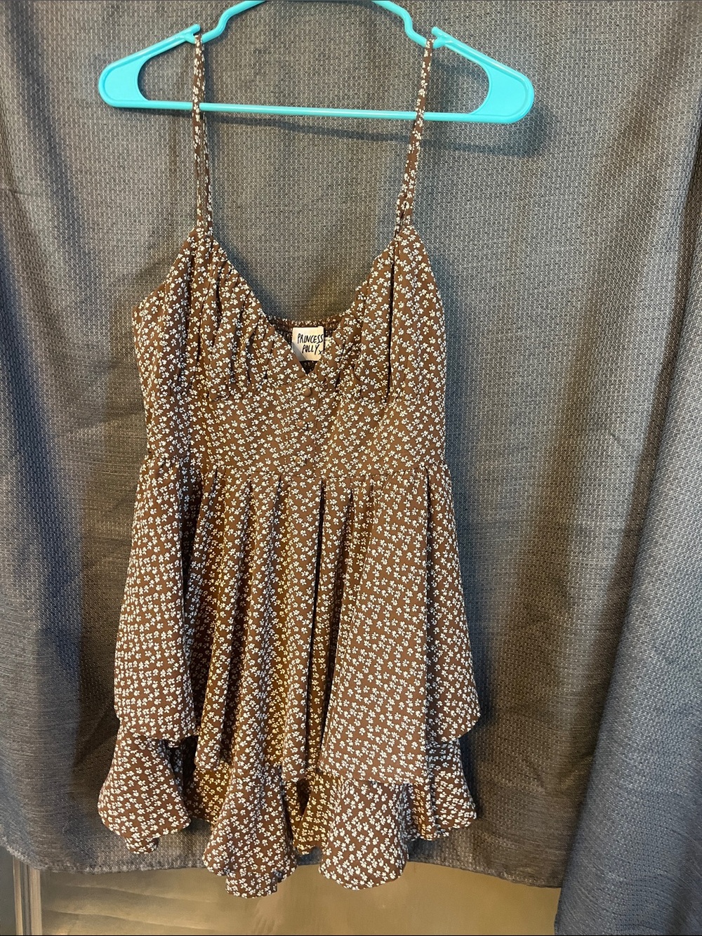 Princess Polly Brown and White Smocked Floral Romper - Picture 1 of 3